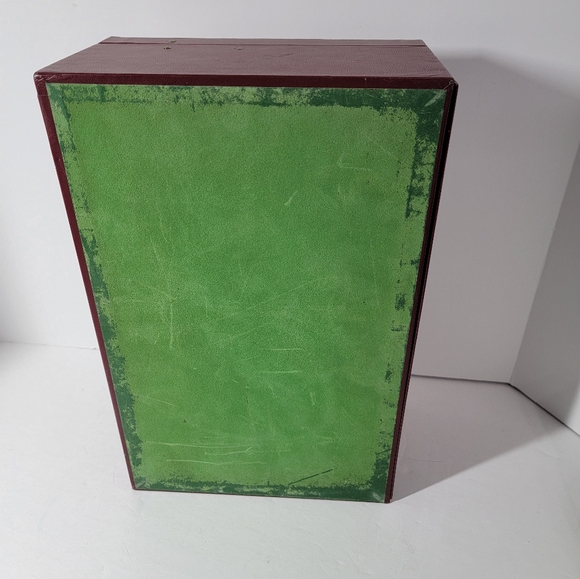 Vintage Mele Maroon/Gold Trim 3-Tier Jewelry Box - Picture 11 of 11